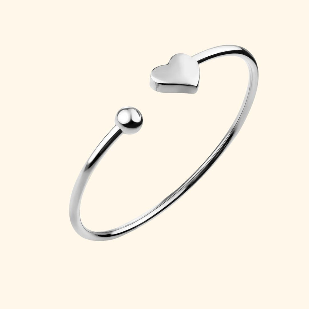 Bracelet jonc en acier inoxydable 316L coeur & boule
