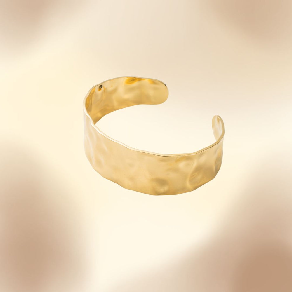 bracelet martelé acier inoxydable doré