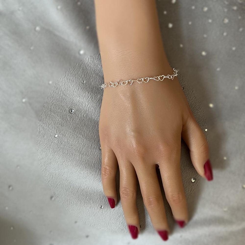 Bracelet en argent 925 "multi-cœur" / Ajustable