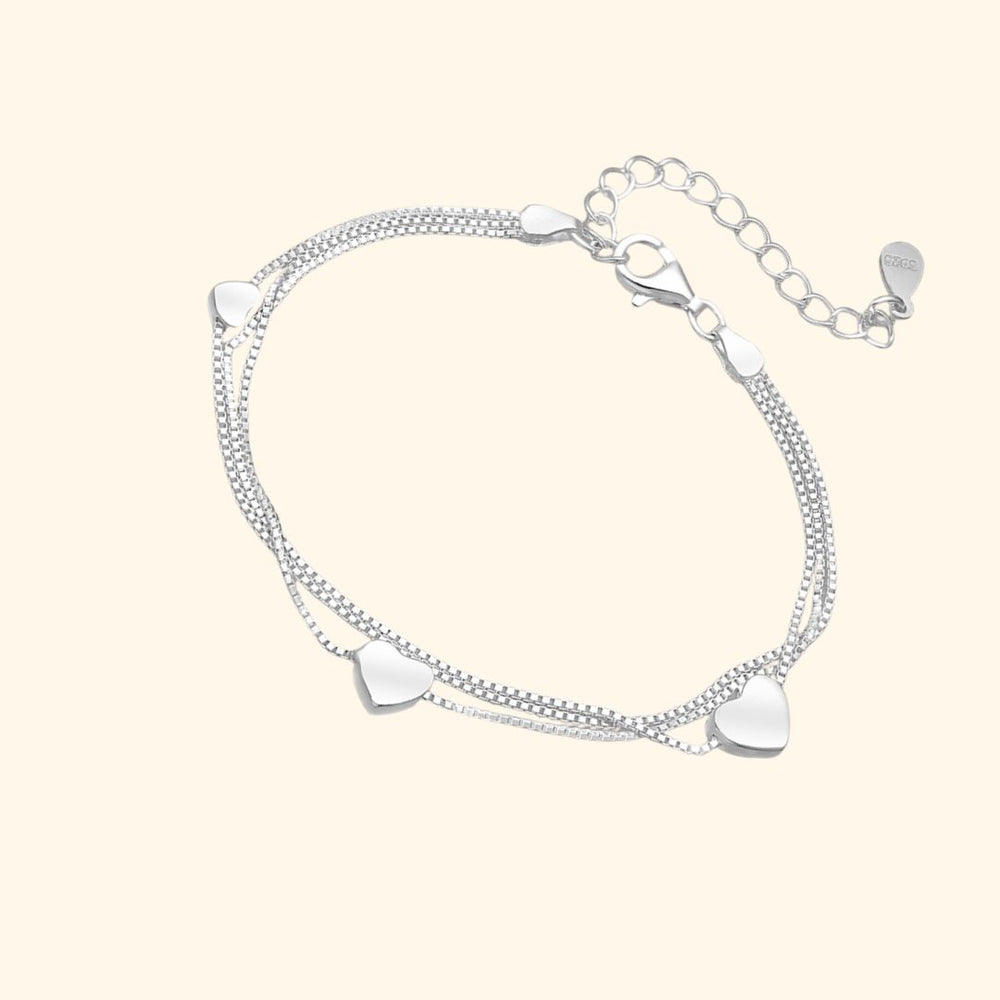 Bracelet argent 925 3 coeurs