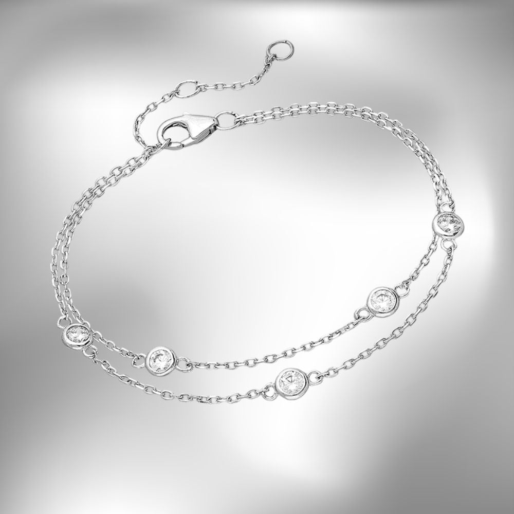 Bracelet en argent 925 rhodié / zirconia / ajustable