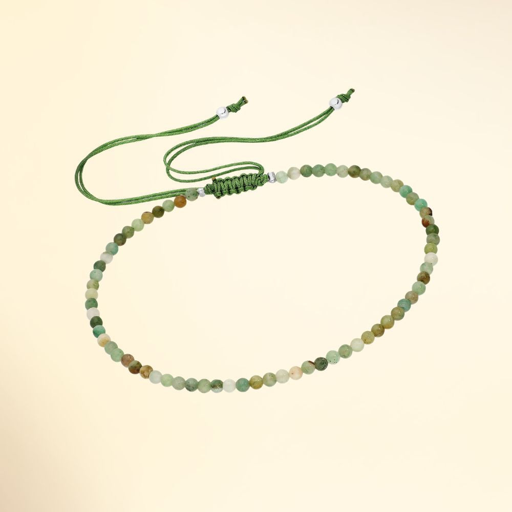 Bracelet réglable cordon vert avec pierres naturelles jaspe vert et perles argent 925
