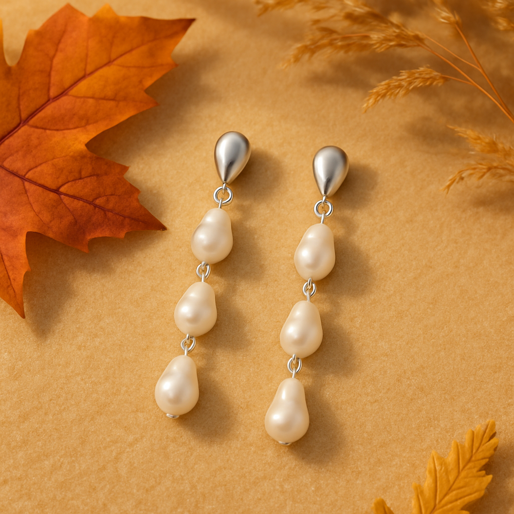 Boucles d'oreilles pendante argent 925 perle d'eau douce forme poire