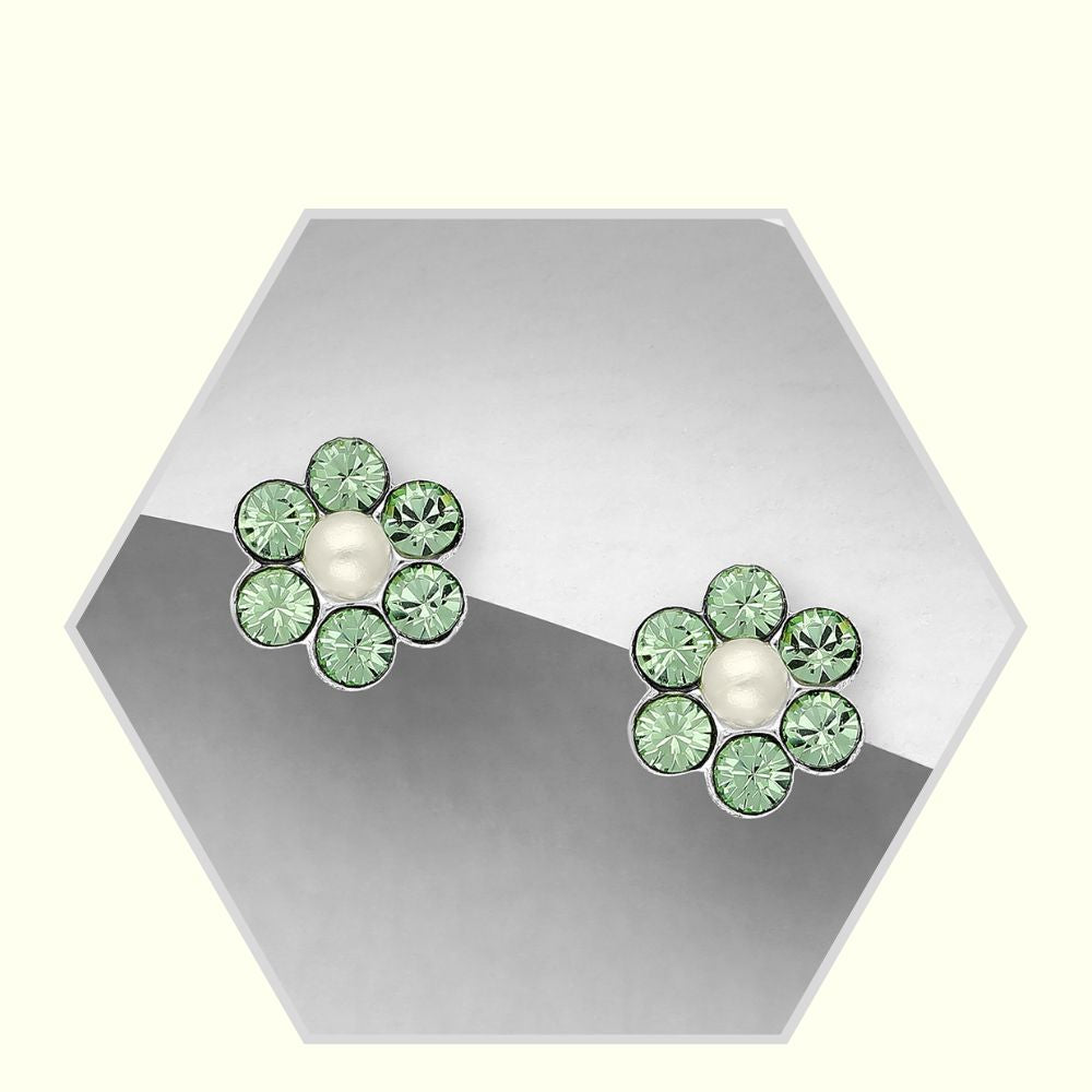 Boucle d'oreille en argent 925 / cristal / perle synthétique