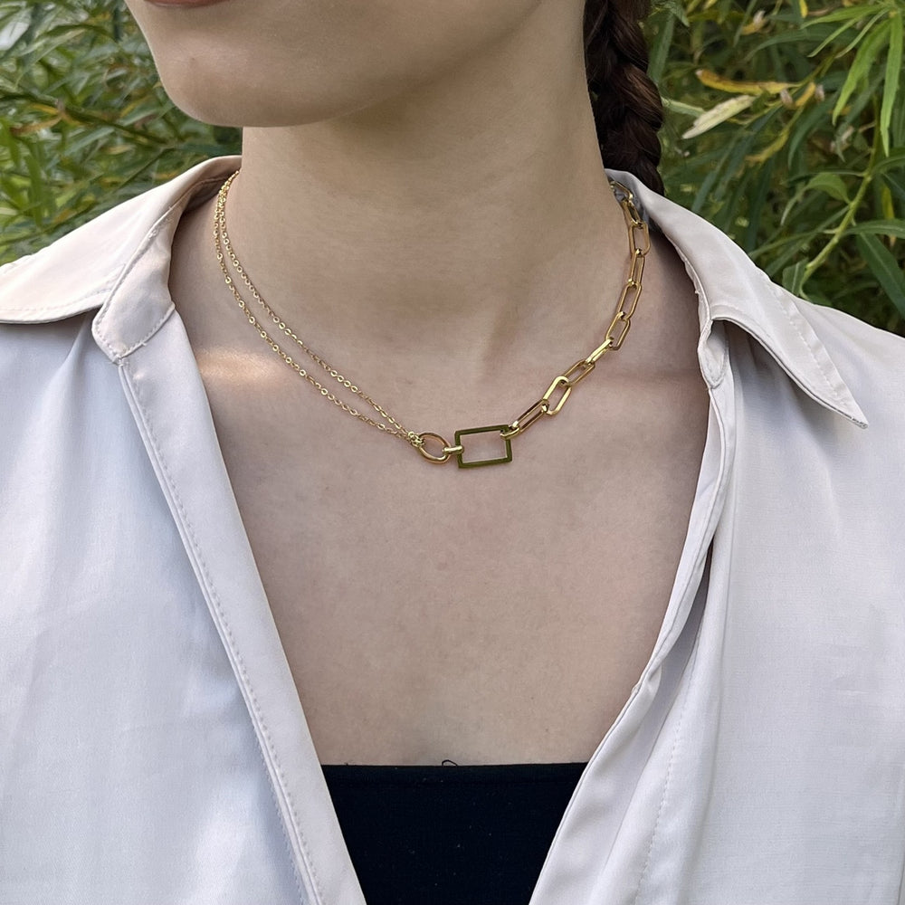Collier en acier inoxydable doré "Asymétrique"
