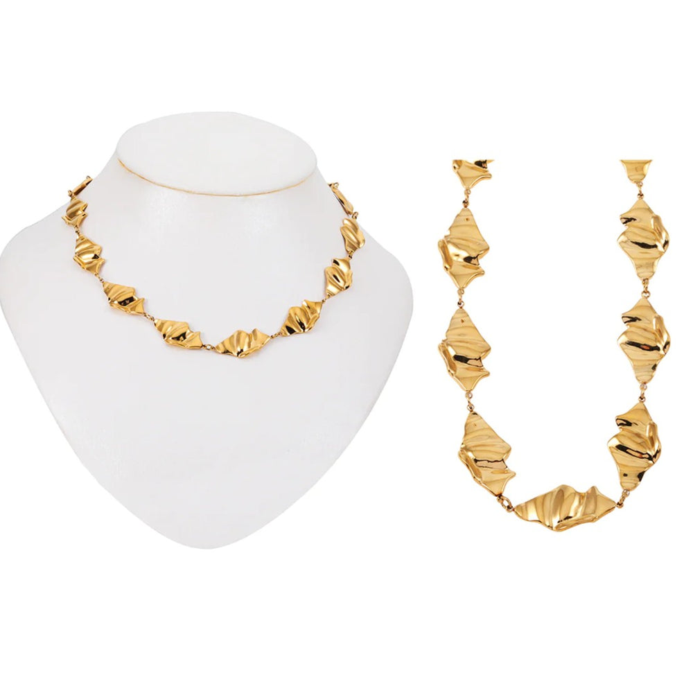 Collier en acier inoxydable doré " Multi-losange"