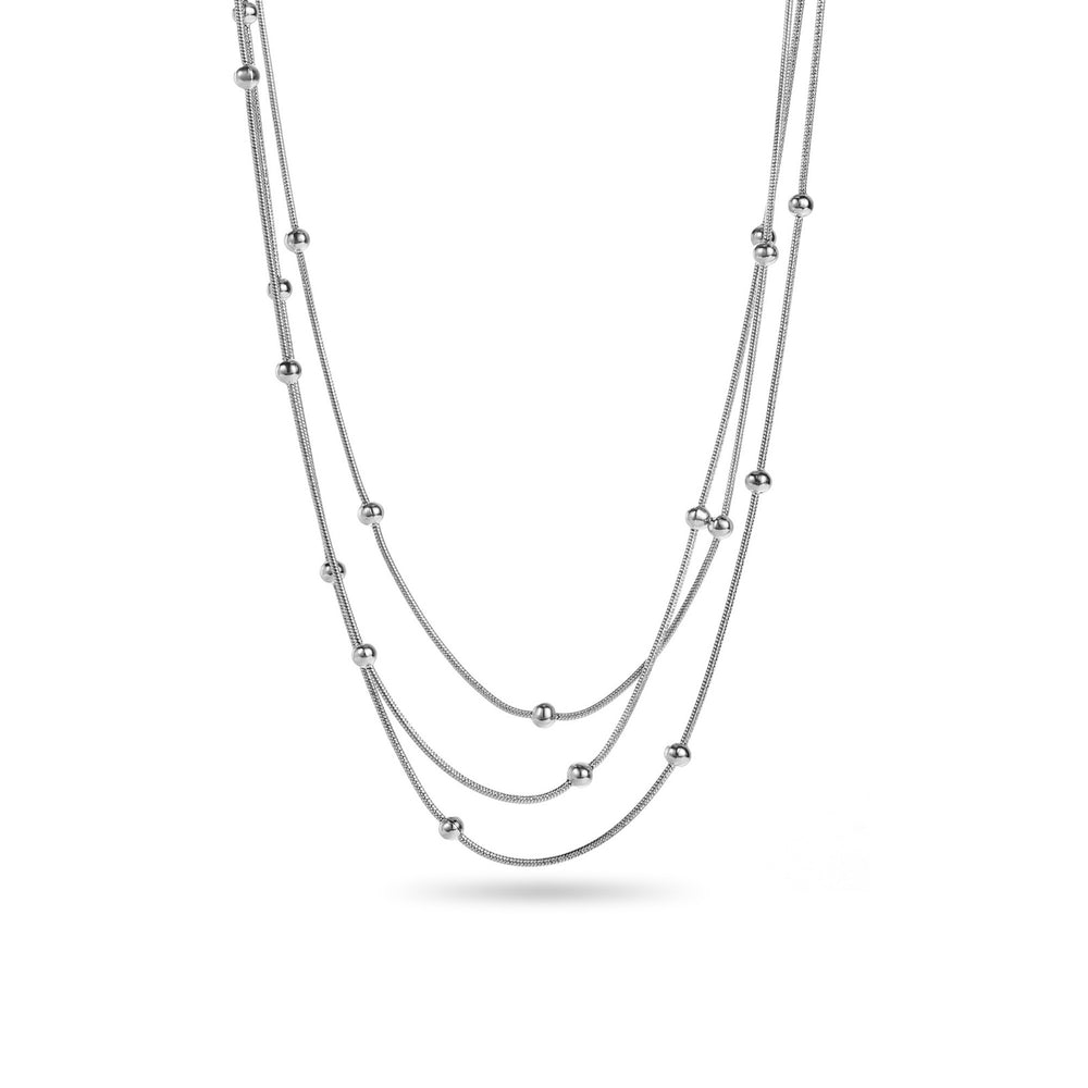 Collier en acier inoxydable " ensemble 3 chaînes & boules" version doré ou argenté