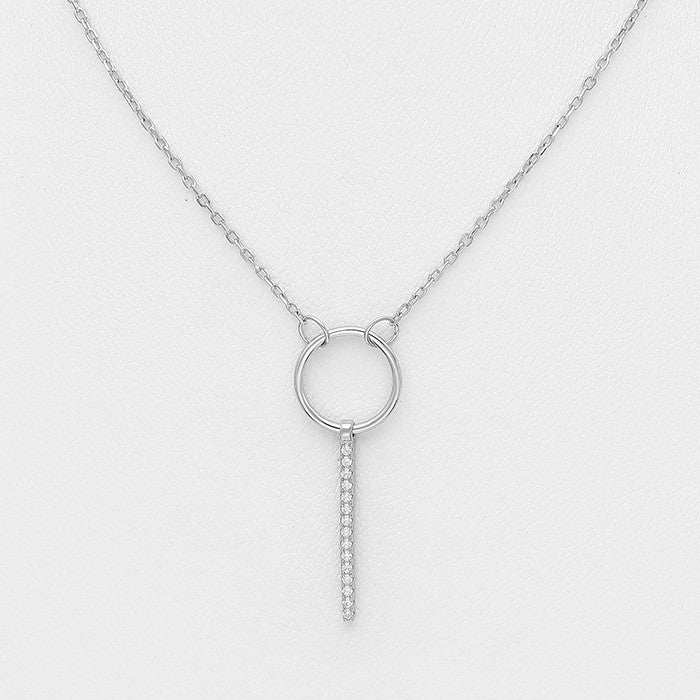 Halskette aus rhodiniertem 925er Silber / Zirkonia / längenverstellbar 