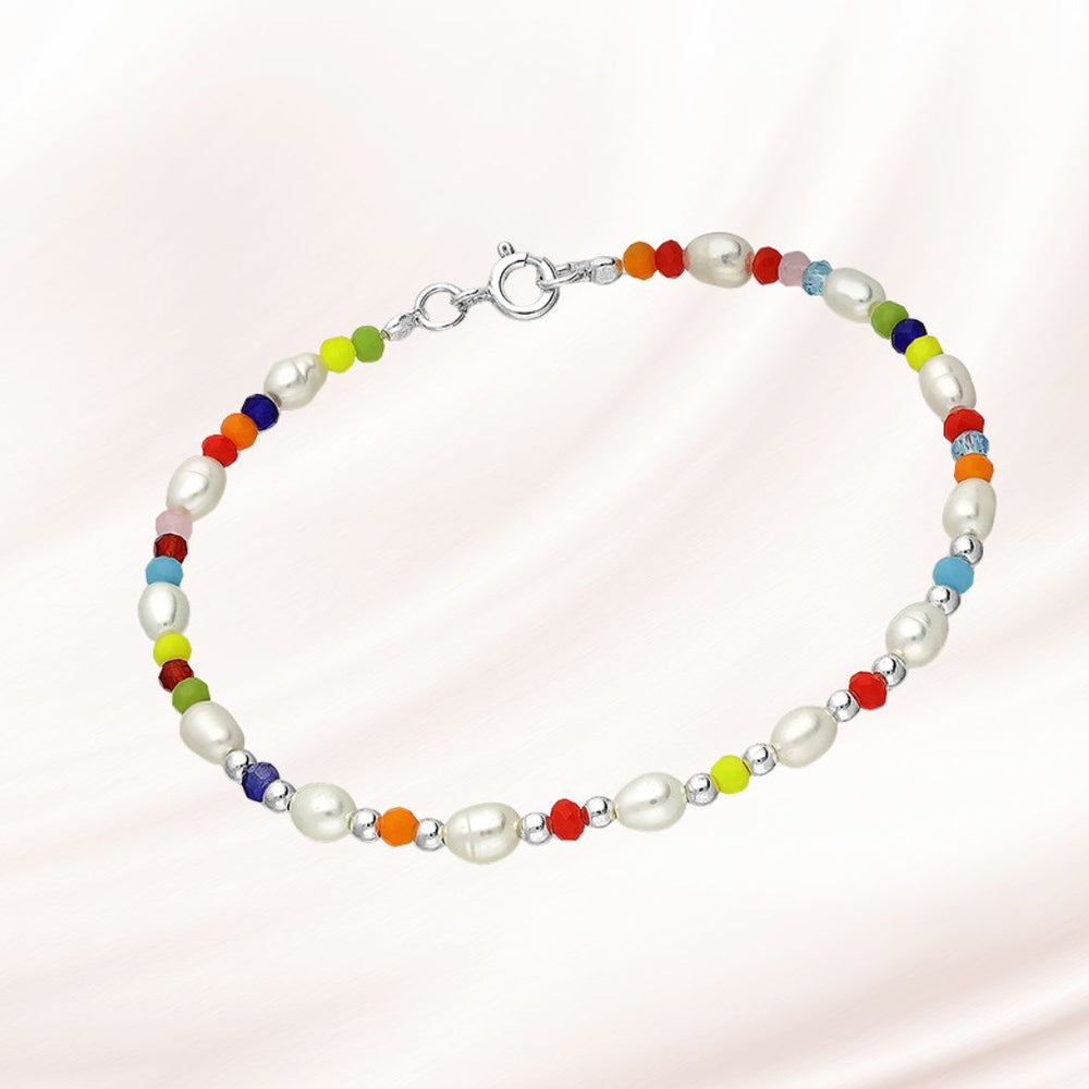 Bracelet en argent 925 / perle eau douce & cristal