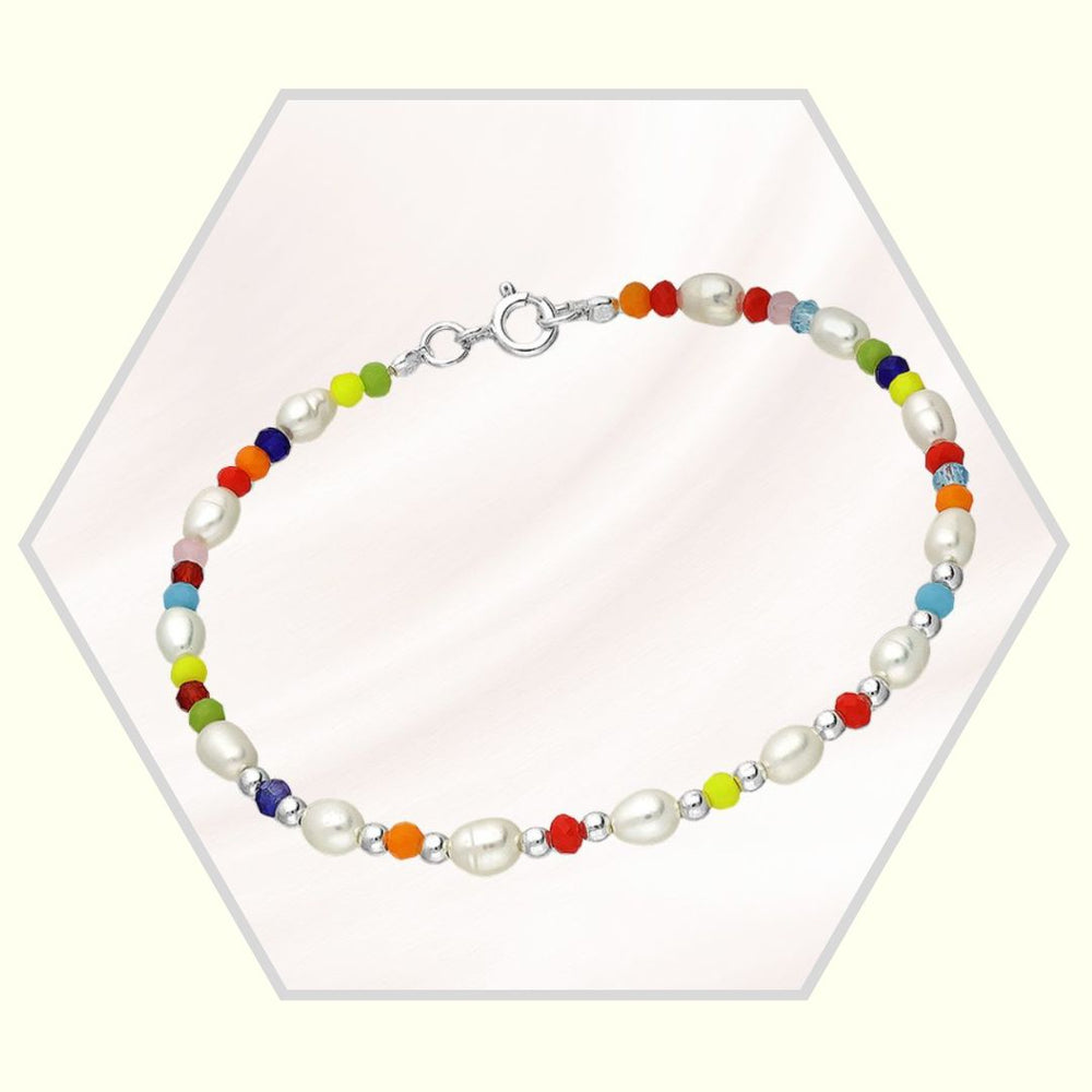Bracelet en argent 925 / perle eau douce & cristal