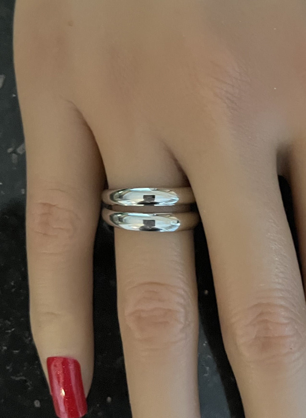 Bague double ligne en acier inoxydable inoxydable ajustable