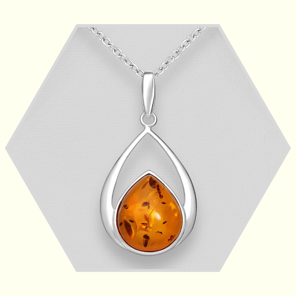 Pendentif en argent 925/ pierre ambre de Baltique