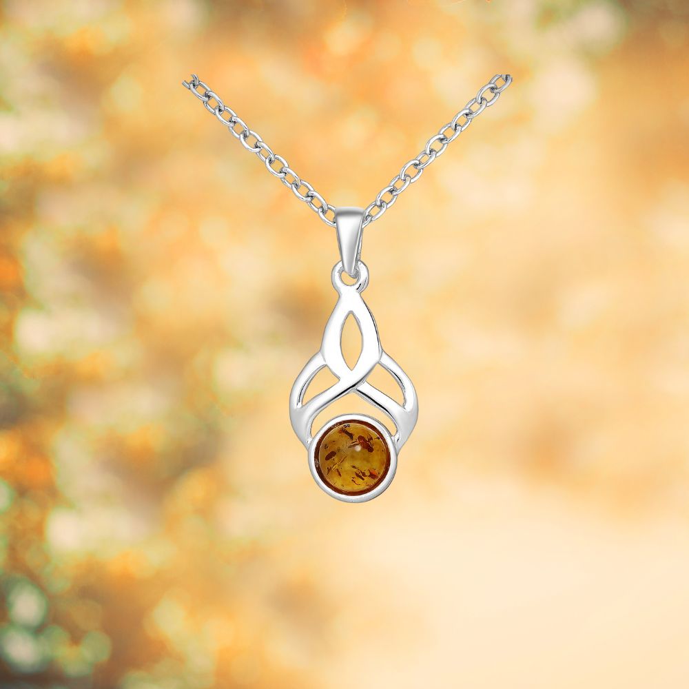 Pendentif en argent 925/ pierre ambre de Baltique