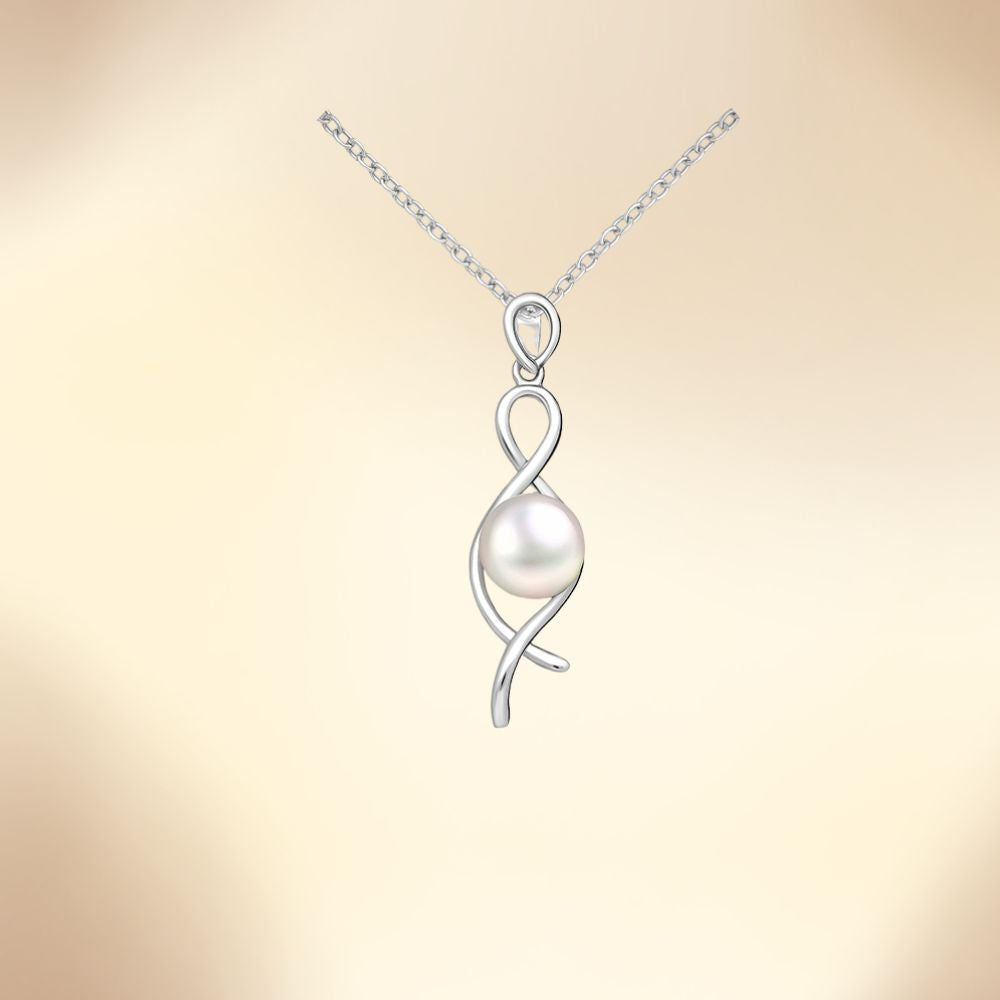 Pendentif en argent 925 avec perle d'eau douce centrale et motif torsadé 