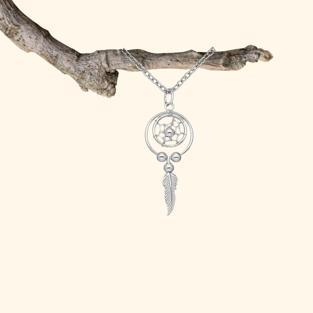 pendentif argent 925 plume attrape-rêve
