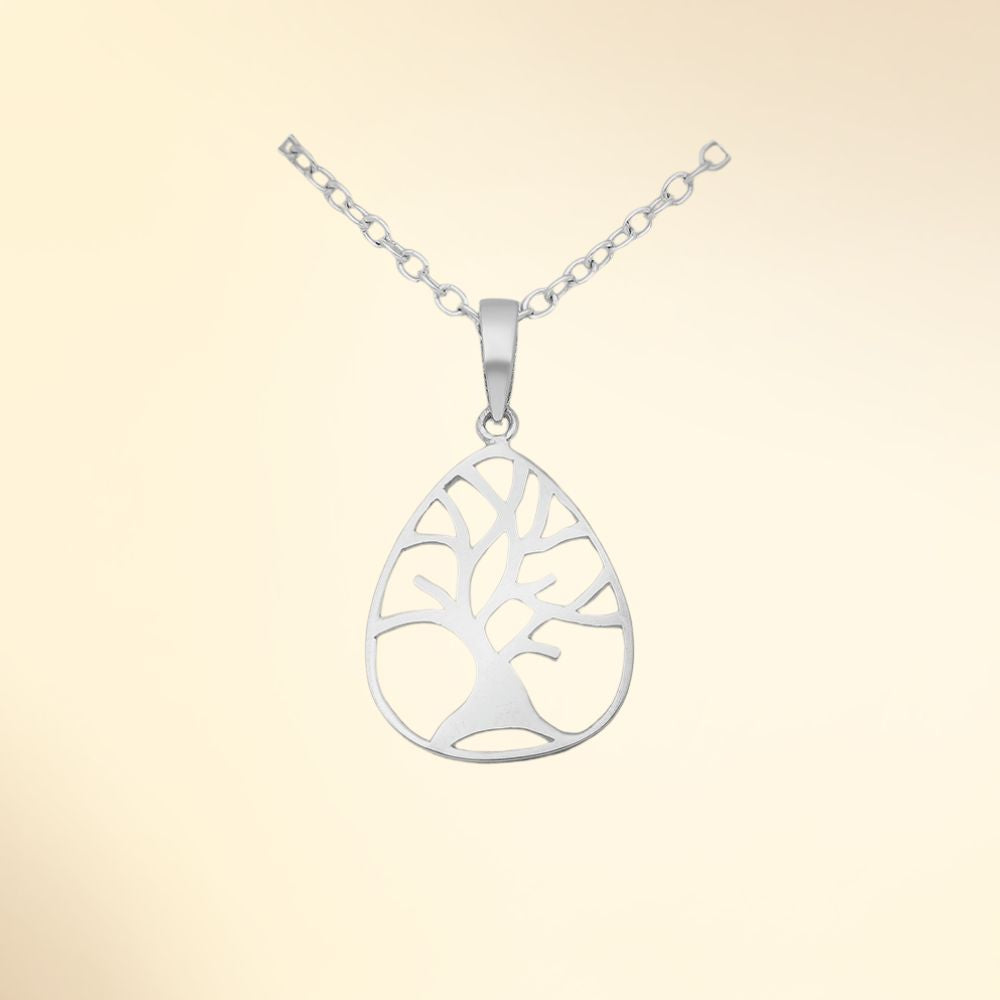 Pendentif arbre de vie en argent 925 ajouré en forme goutte