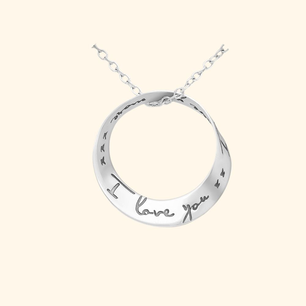 Pendentif cercle gravé « I love you » en argent 925