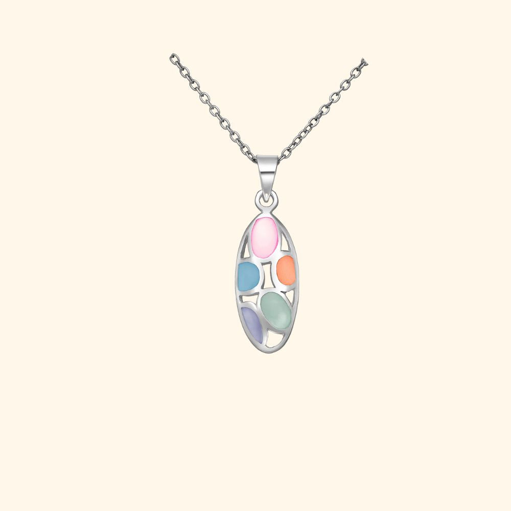 Pendentif en argent 925 ajouré avec nacre multicolore
