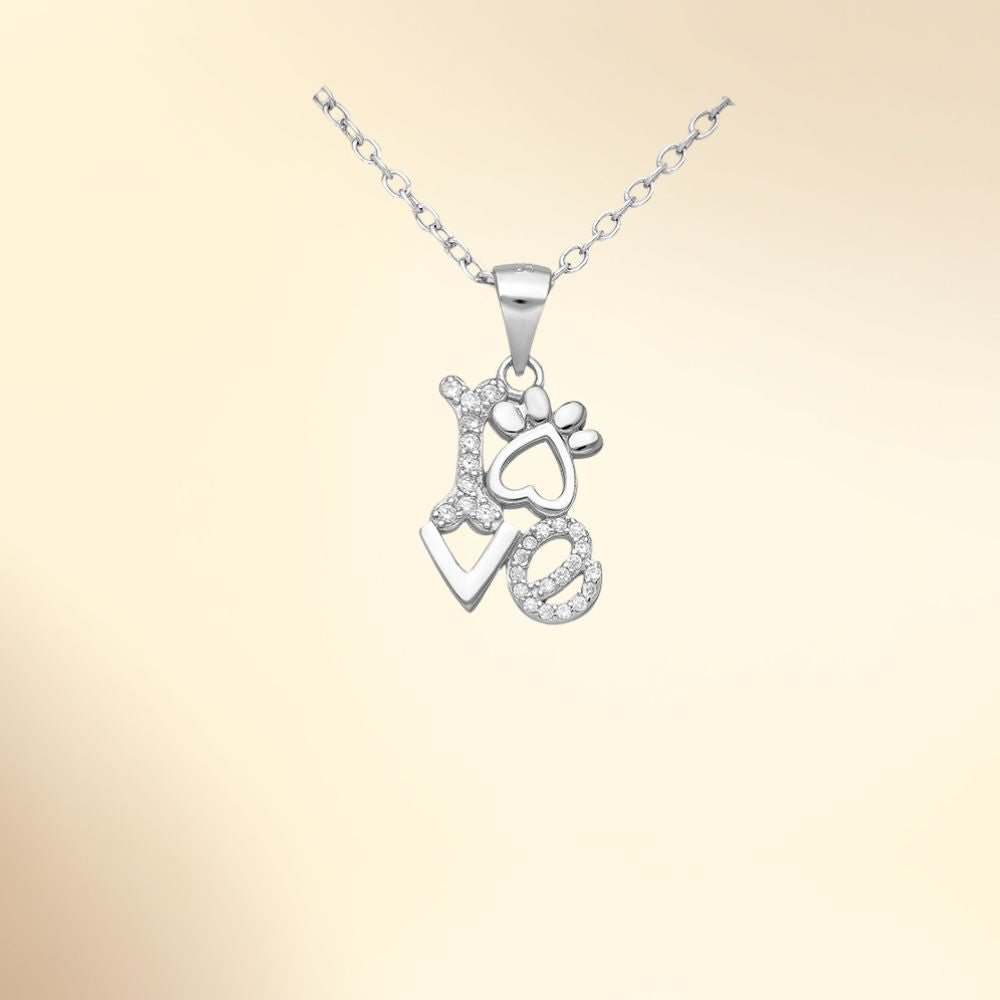 Pendentif LOVE en argent 925 rhodié serti de zirconia