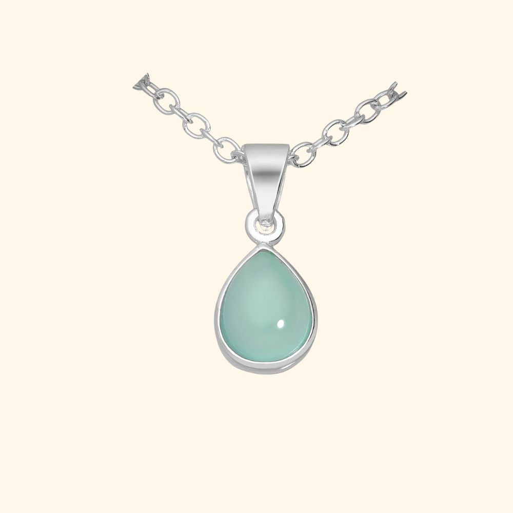 Pendentif goutte en argent 925 avec calcédoine
