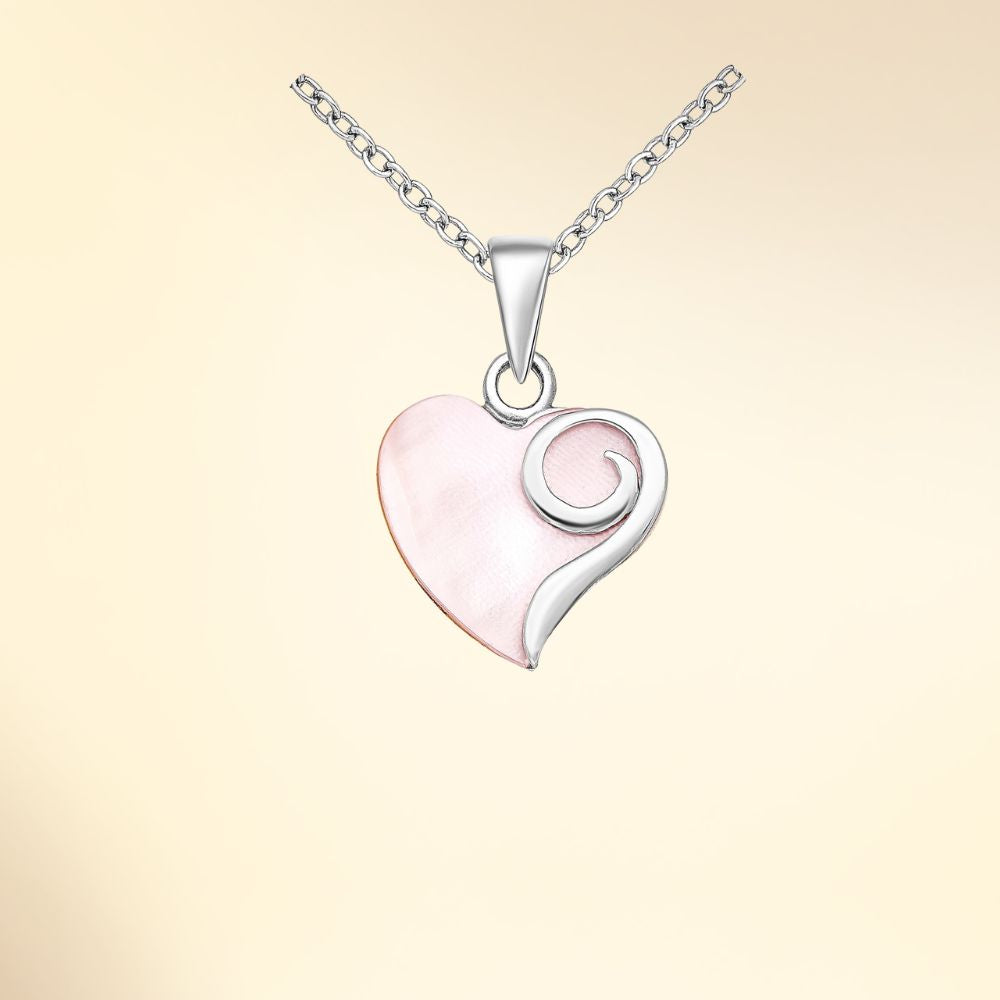 Pendentif cœur en argent 925 avec nacre rose