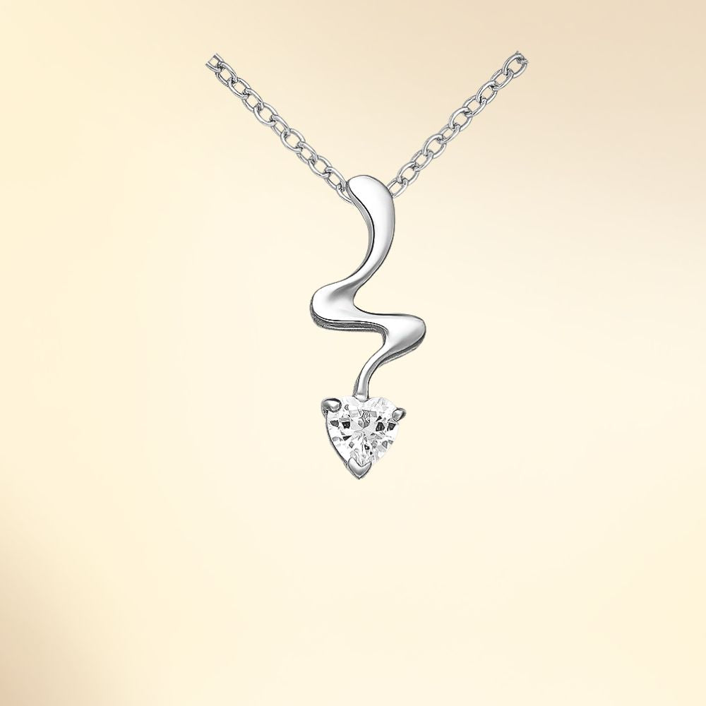 Pendentif forme fluide en argent 925 serti de zirconia