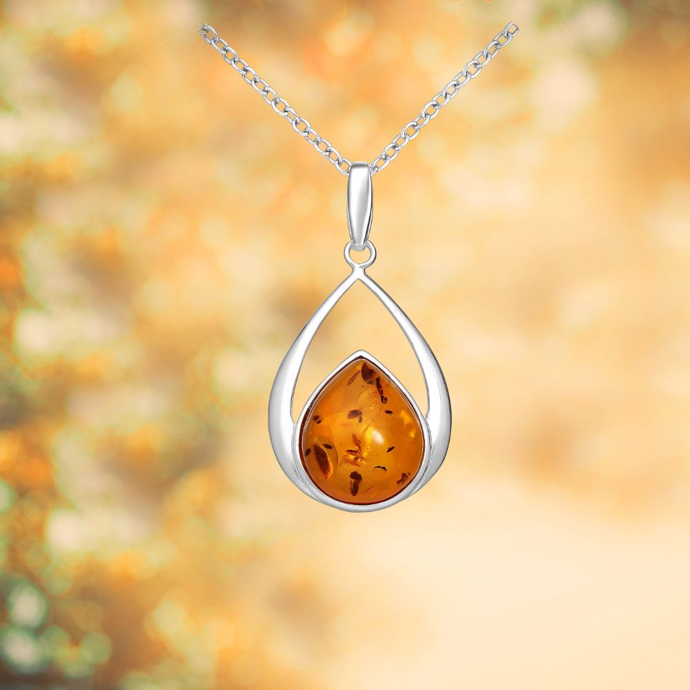 pendentif argent 925 pierre ambre