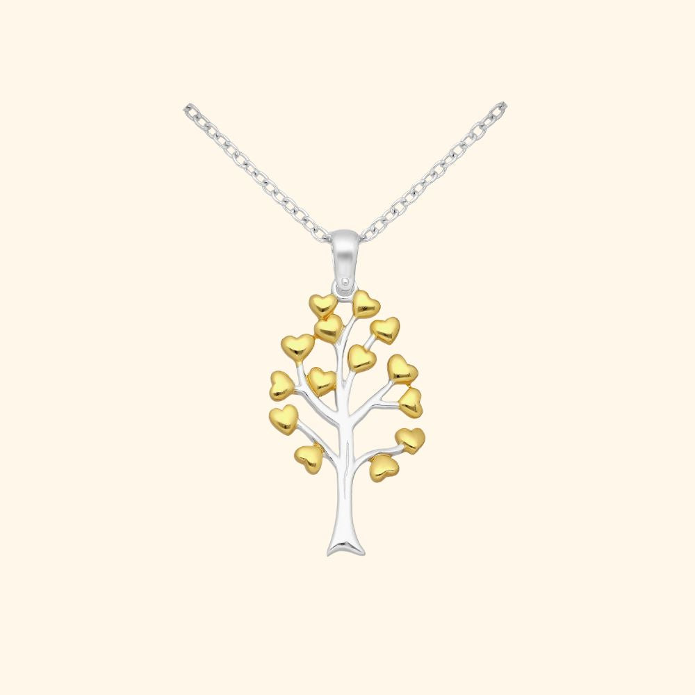 Pendentif arbre aux cœurs en argent 925 bicolore