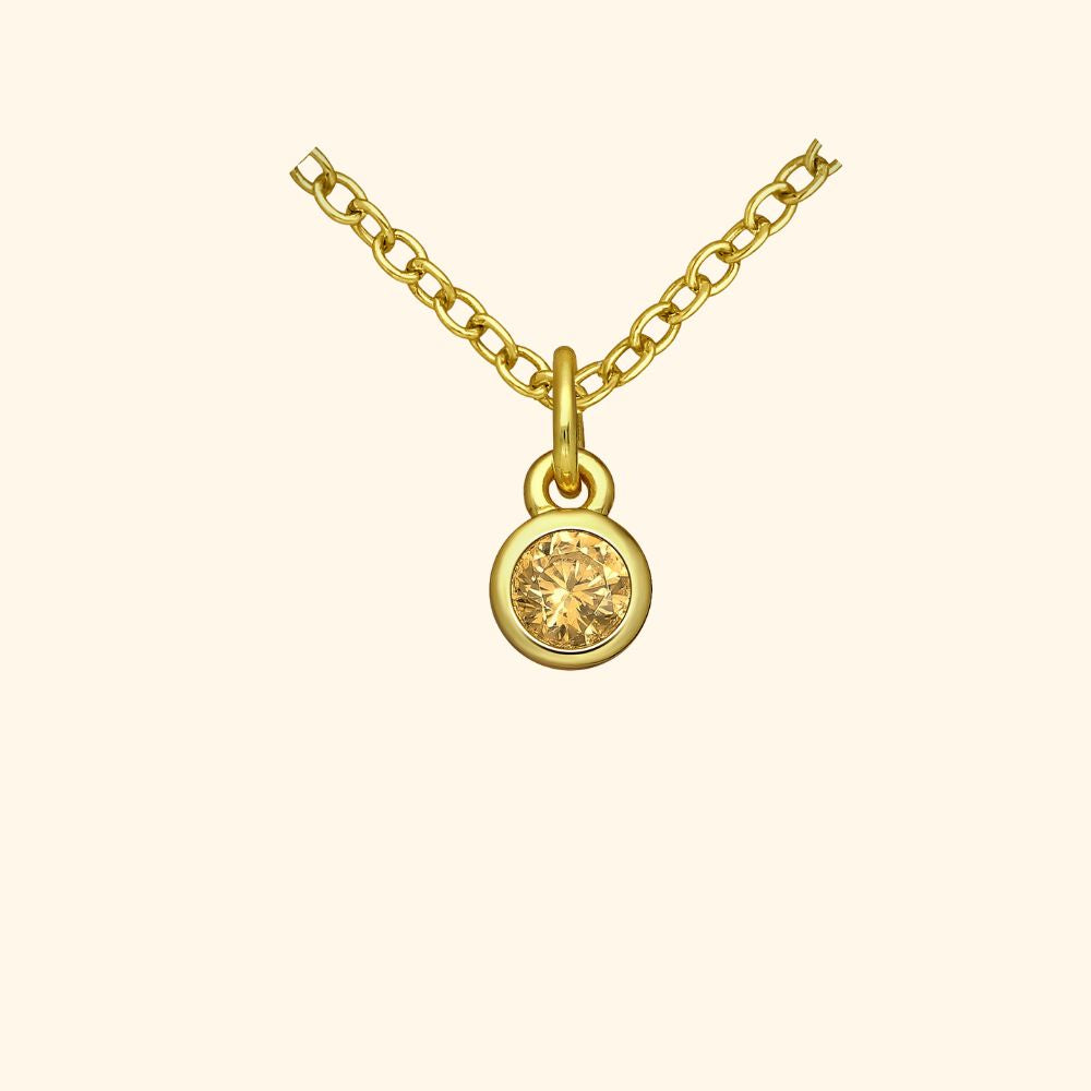 Pendentif rond en argent 925 doré 18k serti de zirconia