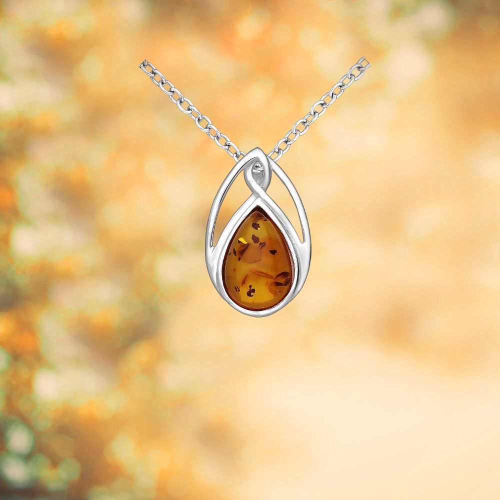 Pendentif en argent 925/ pierre ambre de Baltique