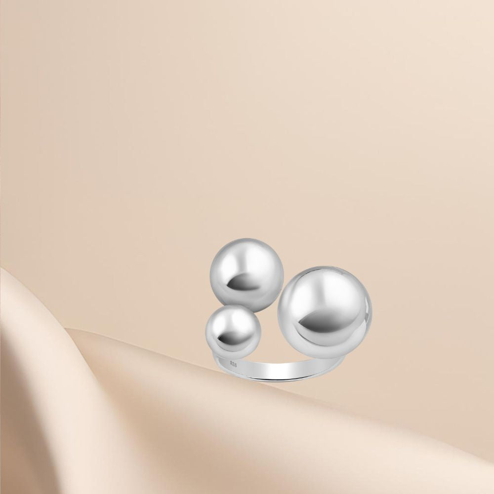 bague argent 925 avec trois boules polies