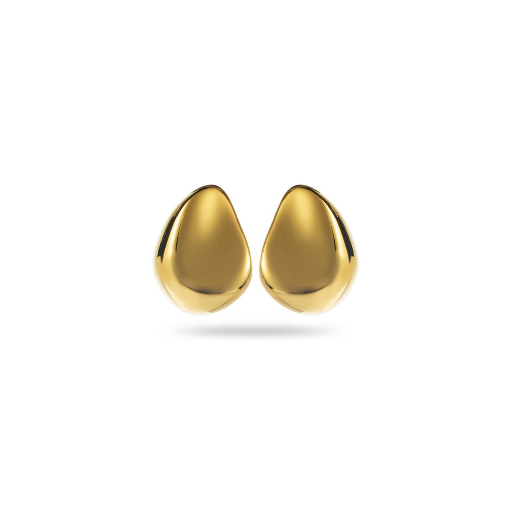 Boucles d'oreilles acier inoxydable doré forme irrégulière polie 