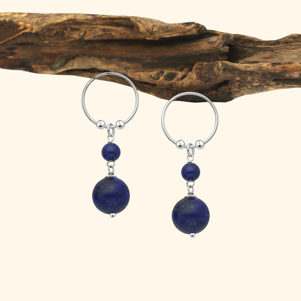 Boucles d’oreilles pendantes en argent 925 avec pierre naturelle lapis lazuli