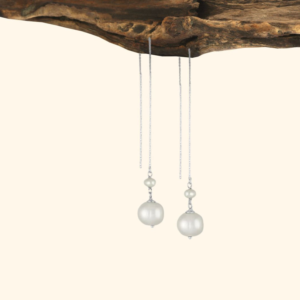Boucles d’oreilles pendantes argent 925 avec perles