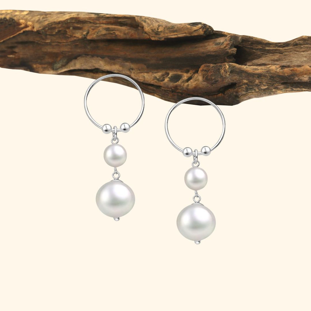 Boucles d’oreilles pendantes en argent 925 avec pierre naturelle perle d'eau douce