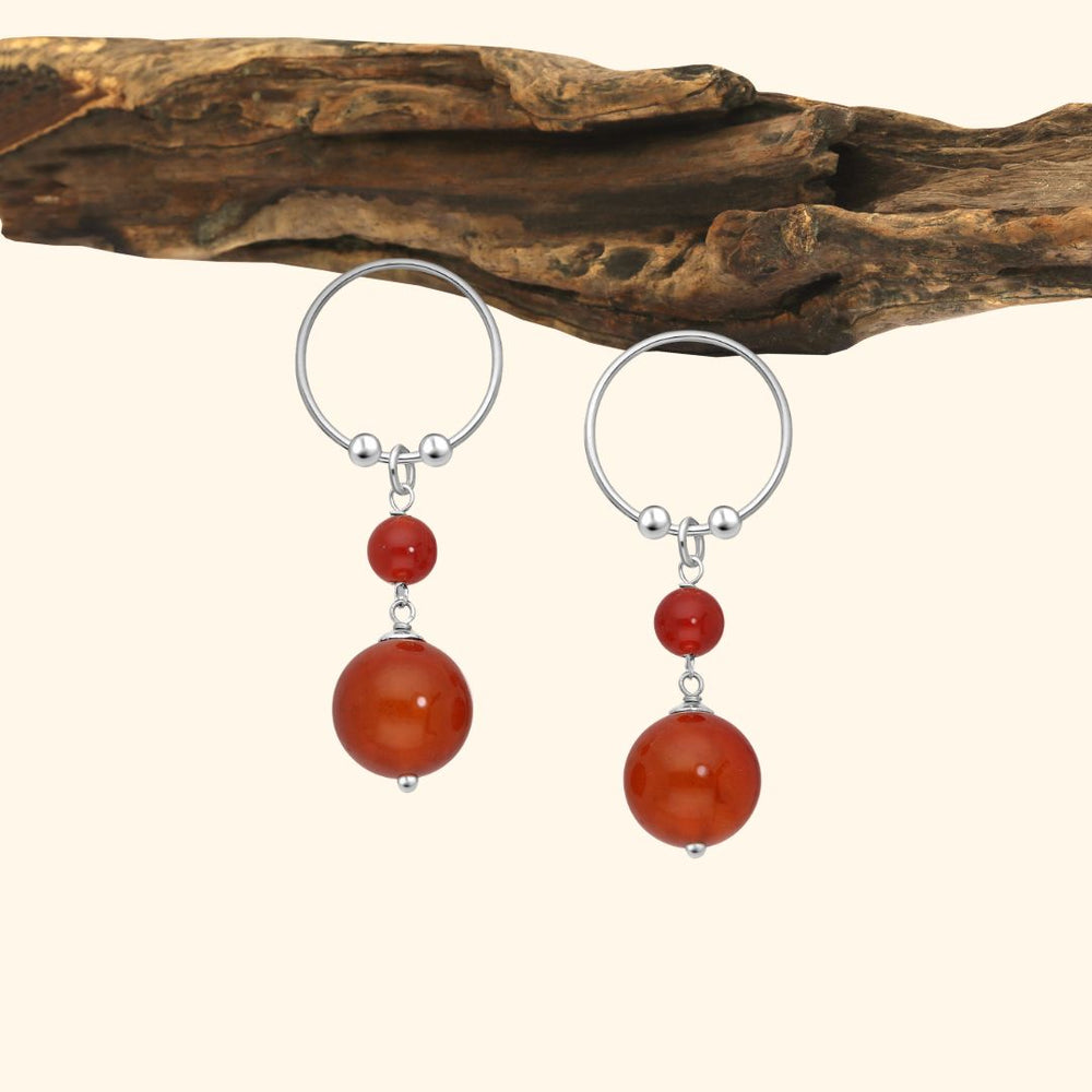 Boucles d’oreilles pendantes en argent 925 avec pierre naturelle cornaline