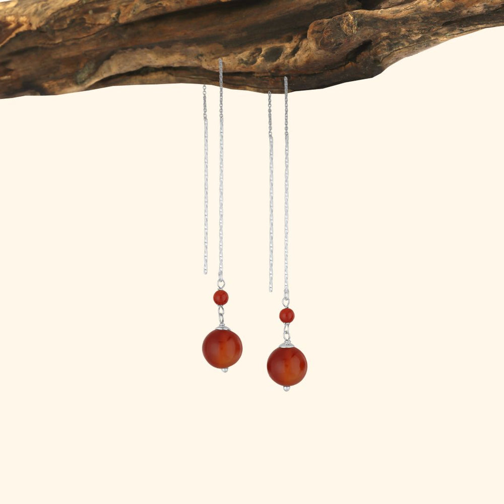 Boucles d’oreilles pendantes argent 925 cornaline