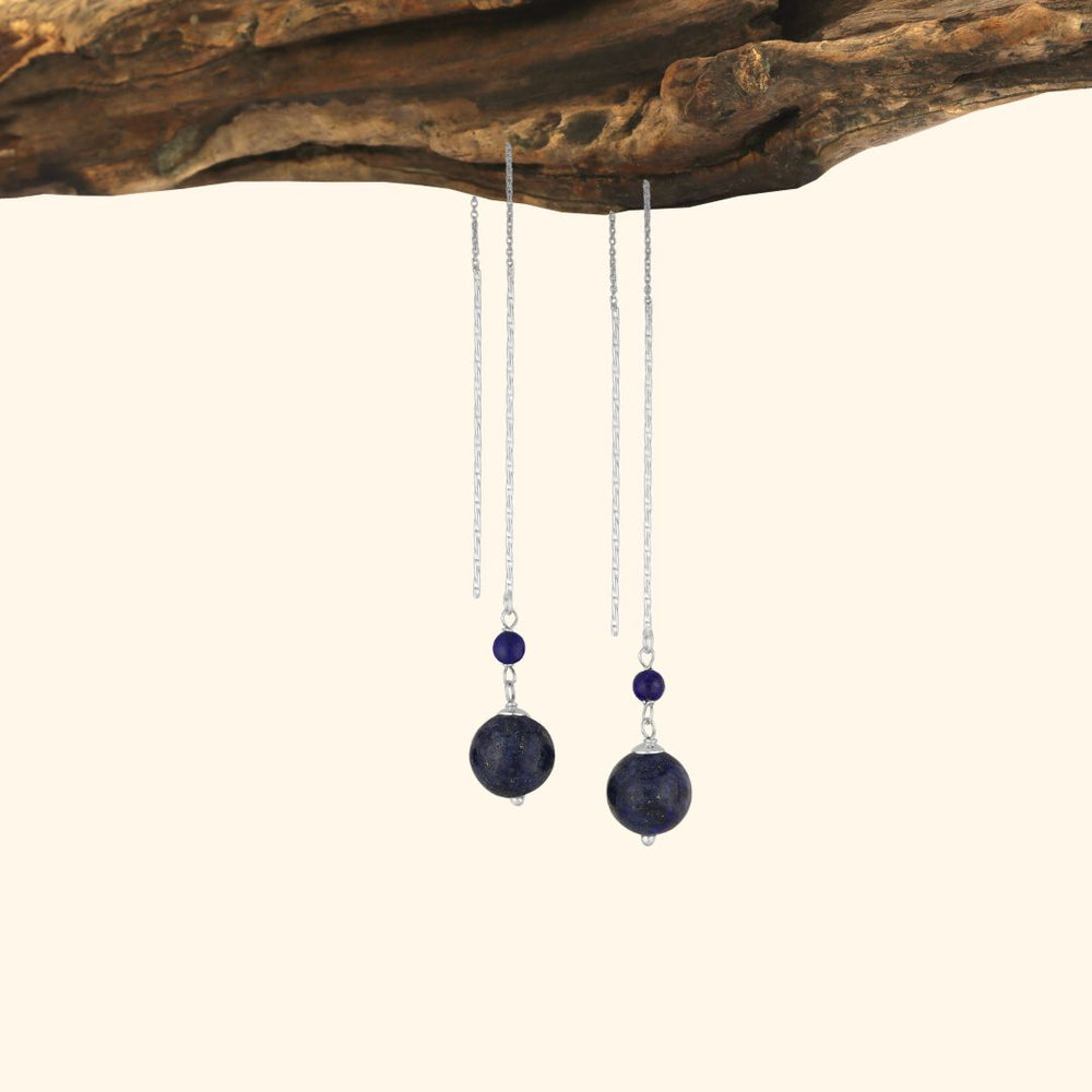Boucles d’oreilles pendantes argent 925 lapis lazuli