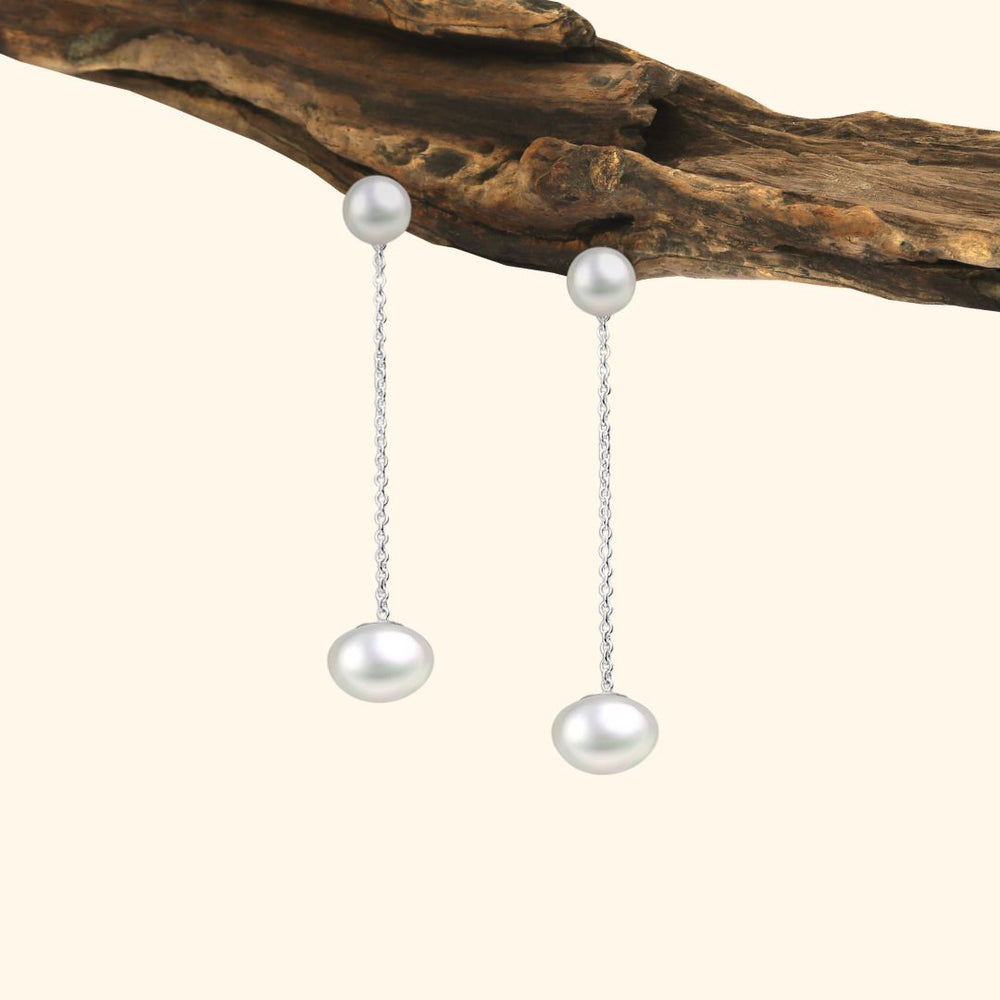 Boucles d’oreilles pendantes argent 925 avec perles d'eau douce