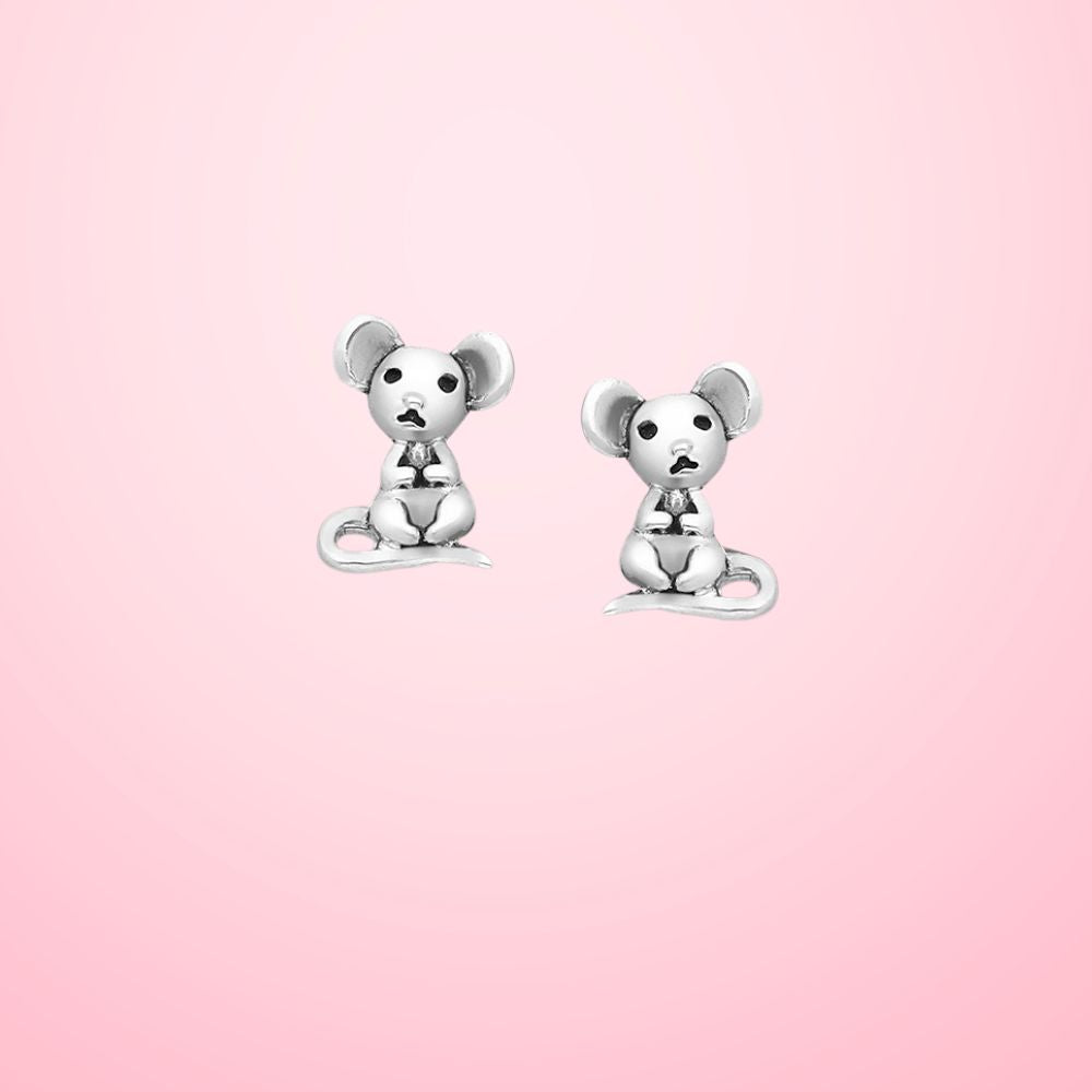 boucles d'oreilles souris en argent 925 enfant