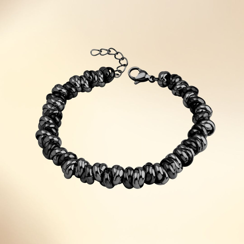 Bracelet en acier inoxydable 316L multi-anneaux finition acier PVD noir