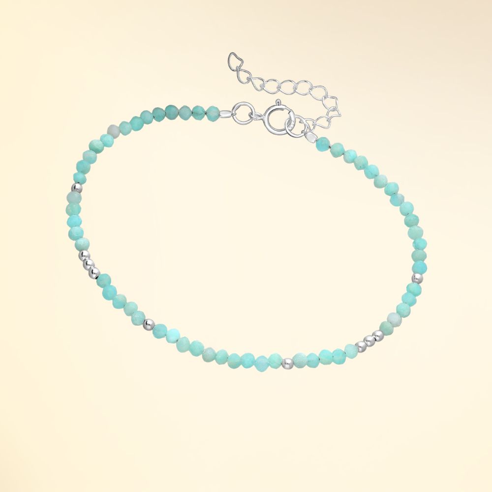 Bracelet ajustable en argent 925 avec pierres naturelles amazonite