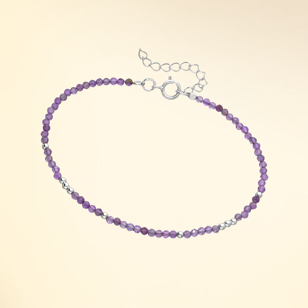 Bracelet ajustable en argent 925 avec pierres naturelles améthyste