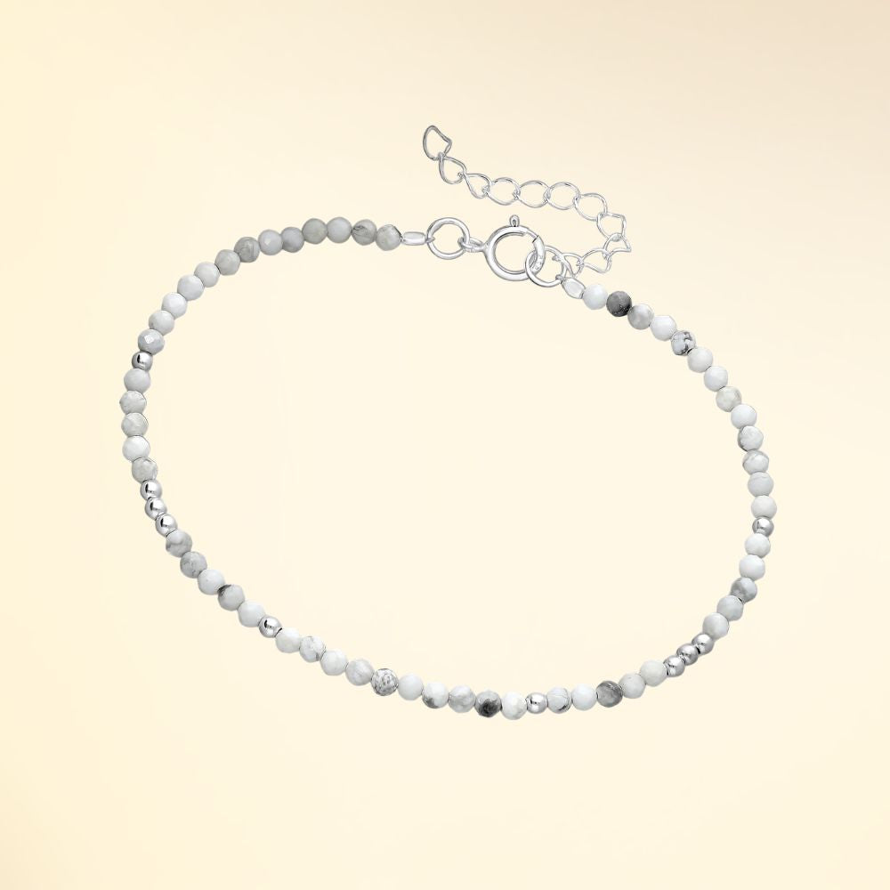 Bracelet ajustable en argent 925 avec pierres naturelles howlite