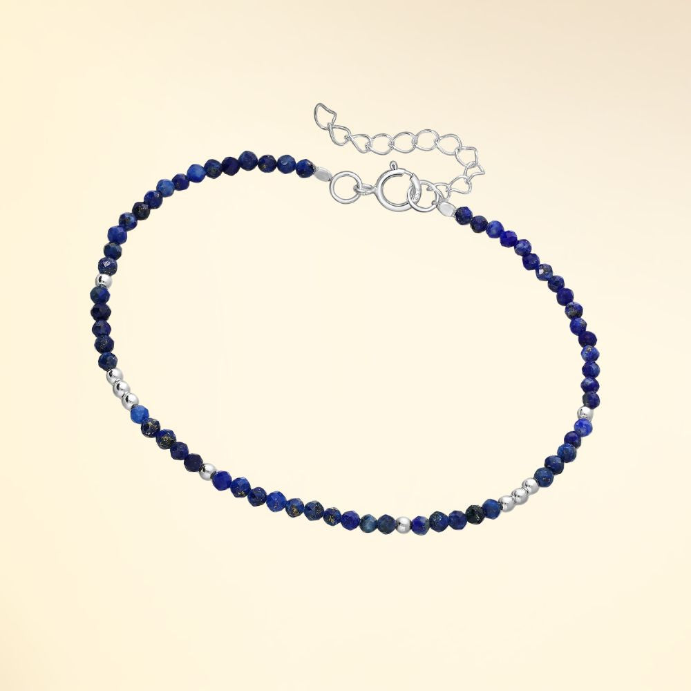 Bracelet ajustable en argent 925 avec pierres naturelles lapis lazuli