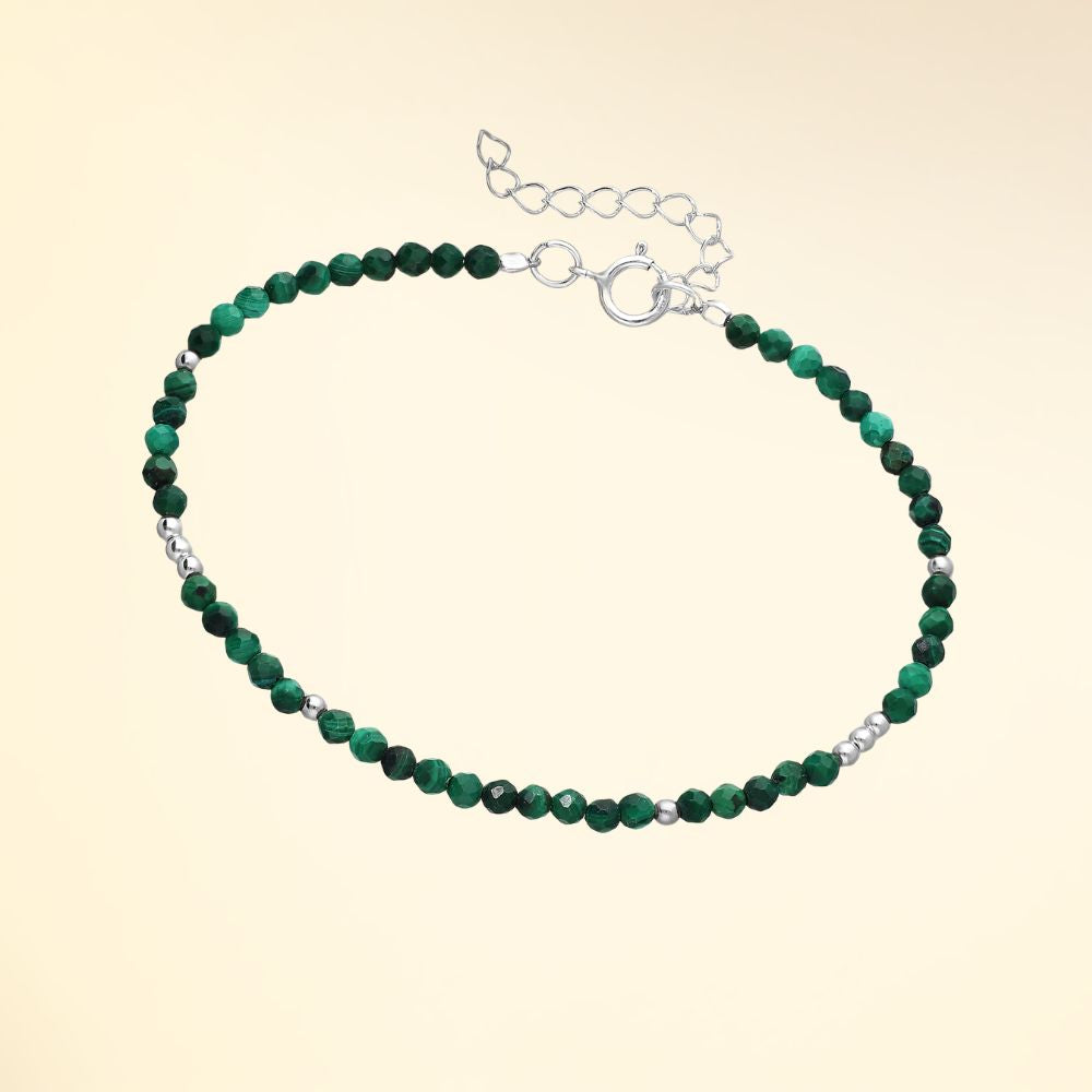 Armband aus 925er Silber mit Natursteinen - Verstellbar