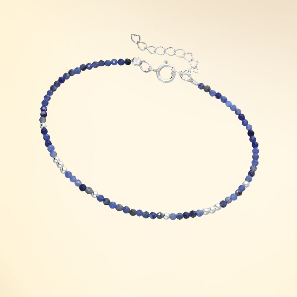 Bracelet ajustable en argent 925 avec pierres naturelles sodalite