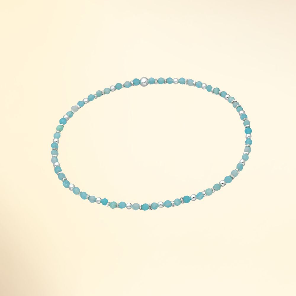 Bracelet en argent 925 avec pierres naturelles amazonite et perles argent