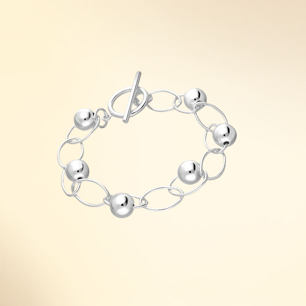 Bracelet en argent 925 avec maillons ovales et boules polies