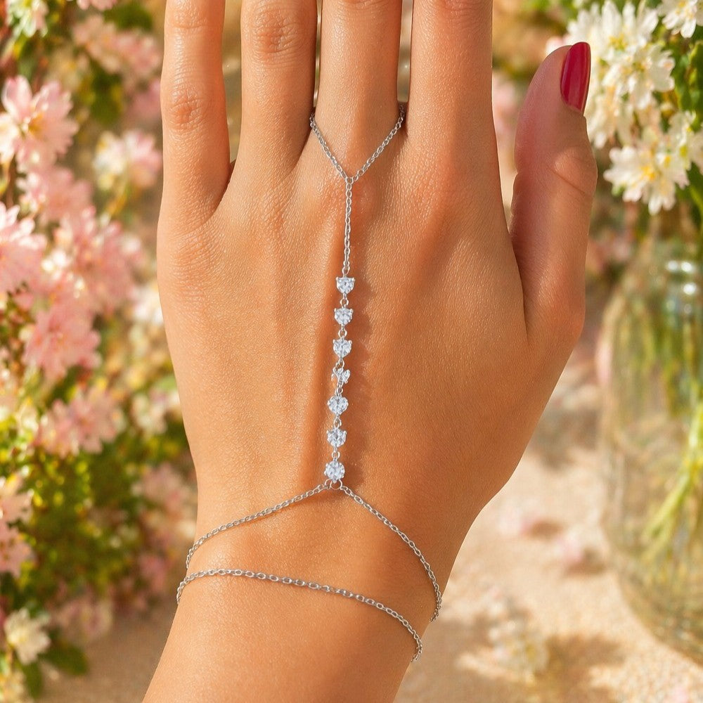 Bracelet bague argent 925 rhodié avec zirconia